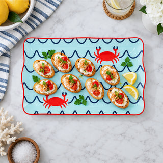 Beach 16.75" x 11" Glass Serving Tray