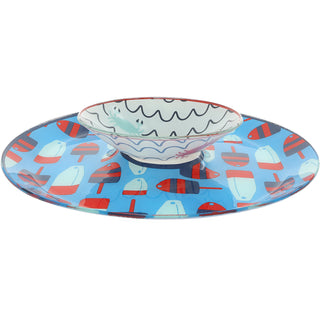 Beach 11.5" Glass Platter with Bowl