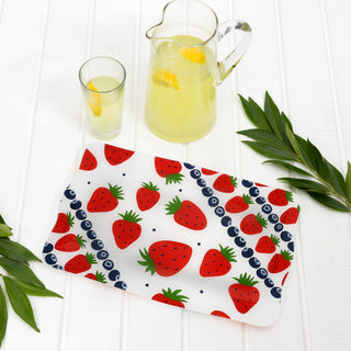 Strawberries 16.75" x 11" Glass Serving Tray