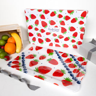 Strawberries 16.75" x 11" Glass Serving Tray