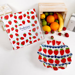 Strawberries 9.25" Glass Bowl