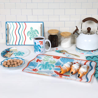 Coastal 16.75" x 11" Glass Serving Tray