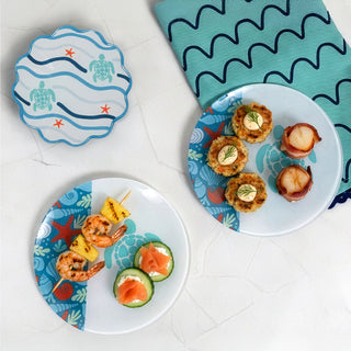 Coastal 8" Glass Appetizer Plates (Set of 2)