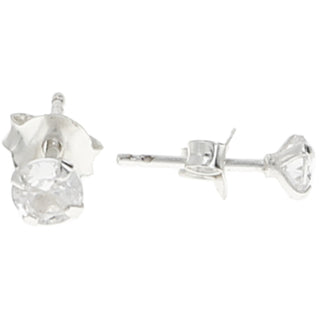 Presents 4mm Sterling Silver Cubic Zirconia Stud Earrings