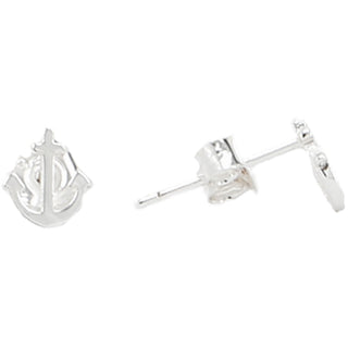 The Lake 9mm Sterling Silver Anchor Stud Earrings