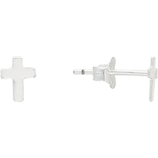 Numbers 6:24 7mm Sterling Silver Cross Stud Earrings