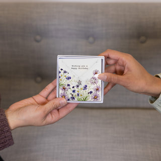 Happy Birthday 10mm Silver-Plated Cubic Zirconia Flower Stud Earrings and 16.5"-18.5" Necklace