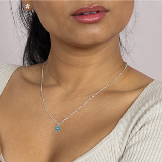Thinking of You 10mm Silver-Plated Cubic Zirconia Flower Stud Earrings and 16.5"-18.5" Necklace