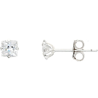 Glam 4mm Sterling Silver Cubic Zirconia Stud Earrings