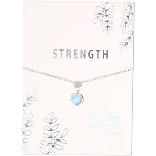 Strength
Frosted Mint Opal 16.5"-18.5" Rhodium Plated Inspirational Necklace