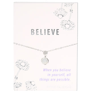 Believe
White Whisper Opal 16.5"-18.5" Rhodium Plated Inspirational Necklace