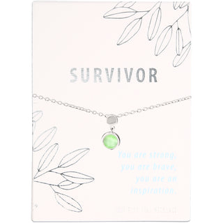 Survivor Iced Lime Opal 16.5"-18.5" Rhodium Plated Inspirational Necklace