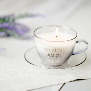 Stay Strong 6 oz - 100% Soy Wax Teacup Candle with Saucer
Scent: Fresh Cotton