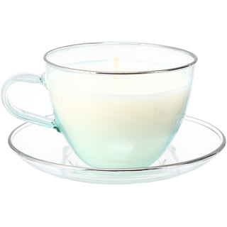 One Day 6 oz - 100% Soy Wax Teacup Candle with Saucer Scent: Fresh Cotton