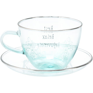 Relax 7 oz Glass Teacup and Saucer