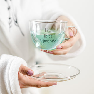 Relax 7 oz Glass Teacup and Saucer