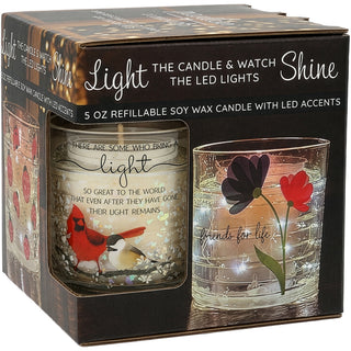 Light 5 oz Refillable Soy Wax Candle with LED Accents