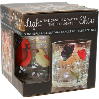 Memory 5 oz Refillable Soy Wax Candle with LED Accents