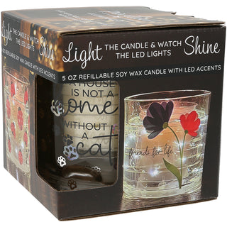Cat 5 oz Refillable Soy Wax Candle with LED Accents