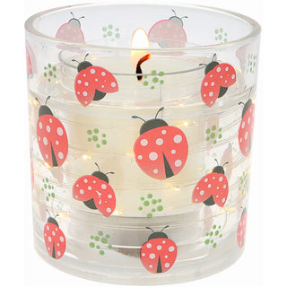 Ladybugs 5 oz Refillable Soy Wax Candle with LED Accents