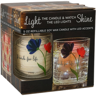 Friends 5 oz Refillable Soy Wax Candle with LED Accents