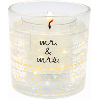 Mr. & Mrs. 5 oz Refillable Soy Wax Candle with LED Accents