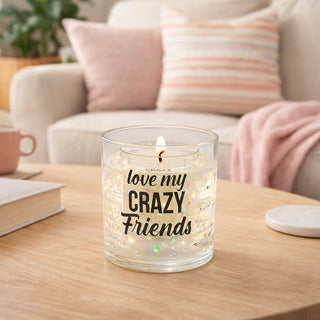 Crazy Friends 5 oz Refillable Soy Wax Candle with LED Accents