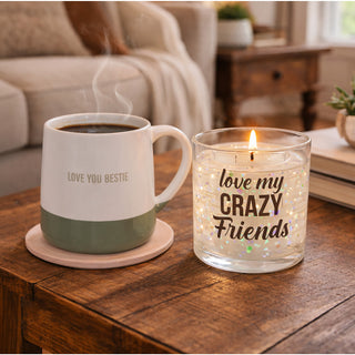 Crazy Friends 5 oz Refillable Soy Wax Candle with LED Accents
