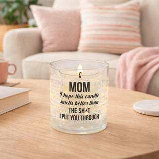 Mom's Candle 5 oz Refillable Soy Wax Candle with LED Accents Scent: Fresh Cotton