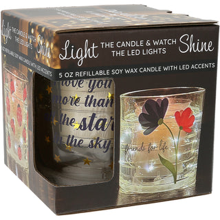 Stars 5 oz Refillable Soy Wax Candle with LED Accents