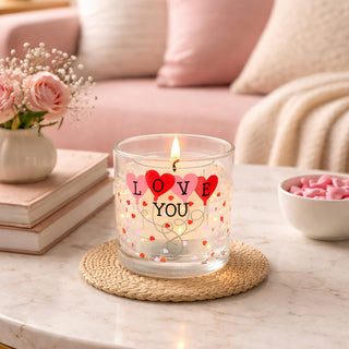 Love You 5 oz Refillable Soy Wax Candle with LED Accents