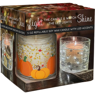Harvest 5 oz Refillable Soy Wax Candle with LED Accents