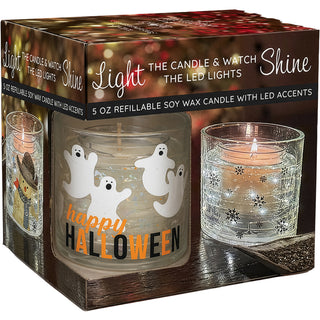 Halloween 5 oz Refillable Soy Wax Candle with LED Accents