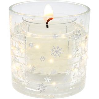 Snowflakes 5 oz Refillable Soy Wax Candle with LED Accents