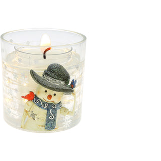 Snowman 5 oz Refillable Soy Wax Candle with LED Accents
