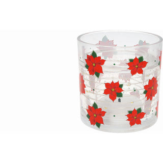 Poinsettia 5 oz Refillable Soy Wax Candle with LED Accents