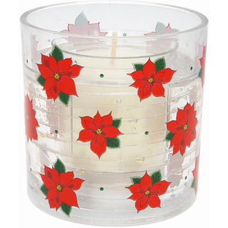 Poinsettia 5 oz Refillable Soy Wax Candle with LED Accents