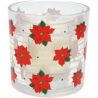 Poinsettia 5 oz Refillable Soy Wax Candle with LED Accents