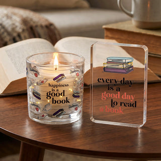 Good Book 5 oz Refillable Soy Wax Candle with LED Accents