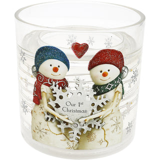 Our 1st Christmas 5 oz Refillable Soy Wax Candle with LED Accents