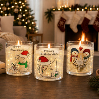 Our 1st Christmas 5 oz Refillable Soy Wax Candle with LED Accents