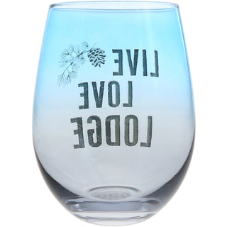 Live Love Lodge 18 oz Stemless Wine Glass