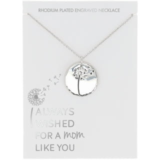 Mom 16.5"-18.5" Engraved Rhodium Plated  Necklace