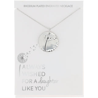 Daughter 16.5"-18.5" Engraved Rhodium Plated  Necklace