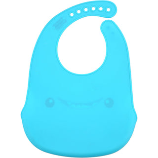 Blue Snack Monster 12" Silicone Catch All Bib