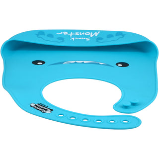 Blue Snack Monster 12" Silicone Catch All Bib