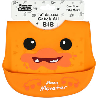 Orange Messy Monster 12" Silicone Catch All Bib