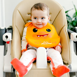 Orange Messy Monster 12" Silicone Catch All Bib