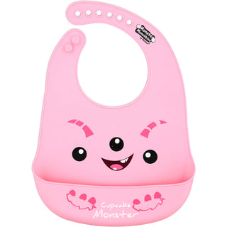 Pink Cupcake Monster 12" Silicone Catch All Bib