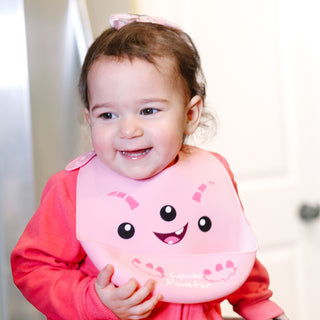 Pink Cupcake Monster 12" Silicone Catch All Bib